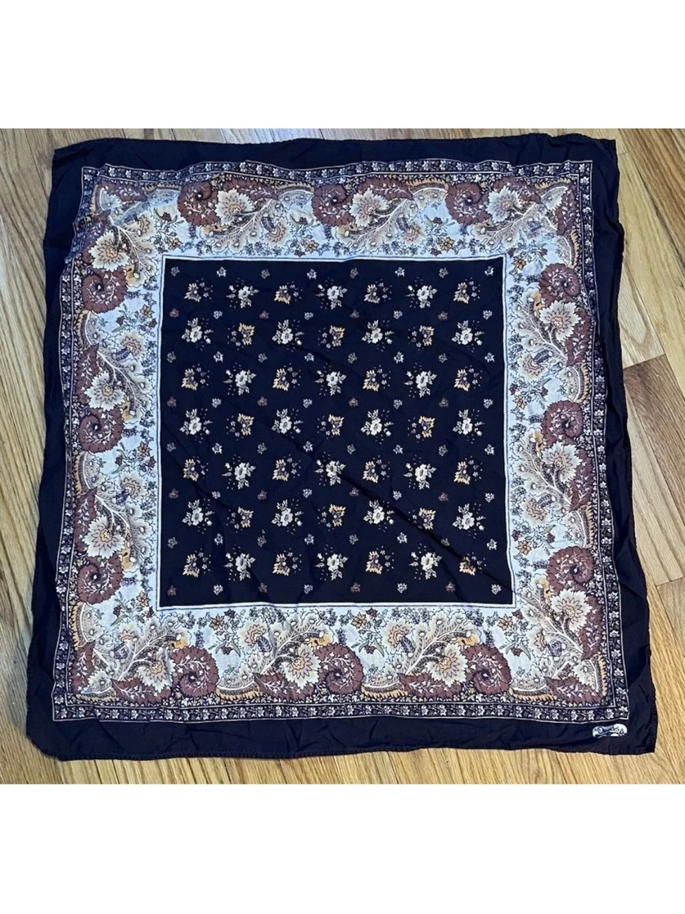 Vintage Les Olivades Provençal cotton scarf/bandana France Floral Paisley